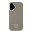 Guess iPhone 16 PU Grained Triangle Logo (GUHMP16SPGTSPSW) hátlap, tok, barna