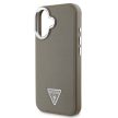 Guess iPhone 16 PU Grained Triangle Logo (GUHMP16SPGTSPSW) hátlap, tok, barna