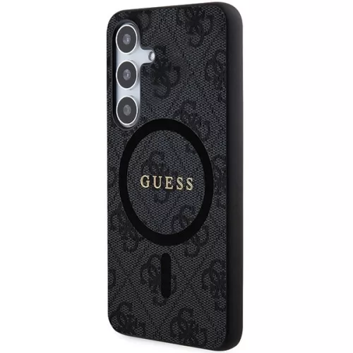 Guess GUHMS24MG4GFRK 4G Collection Leather Metal Logo MagSafe hátlap, tok Samsung Galaxy S24 Plus, fekete