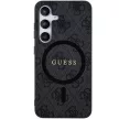 Guess 4G Collection Leather Metal Logo MagSafe hátlap, tok Samsung Galaxy S24 GUHMS24SG4GFRK, fekete