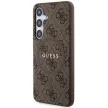Guess 4G Collection Leather Metal Logo MagSafe hátlap, tok Samsung Galaxy S24 GUHMS24SG4GFRW, barna