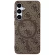 Guess 4G Collection Leather Metal Logo MagSafe hátlap, tok Samsung Galaxy S24 GUHMS24SG4GFRW, barna