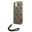 Guess GUOHCN61H4STW iPhone 11 hátlap, tok 4G Print Strap, barna