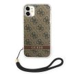 Guess GUOHCN61H4STW iPhone 11 hátlap, tok 4G Print Strap, barna