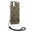 Guess GUOHCN61H4STW iPhone 11 hátlap, tok 4G Print Strap, barna