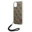 Guess GUOHCN61H4STW iPhone 11 hátlap, tok 4G Print Strap, barna