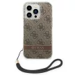 Guess GUOHCP14LH4STW iPhone 14 Pro 6.1 "a hátlap, tok 4G Print Strap, barna