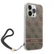 Guess GUOHCP14LH4STW iPhone 14 Pro 6.1 "a hátlap, tok 4G Print Strap, barna