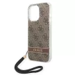 Guess GUOHCP14LH4STW iPhone 14 Pro 6.1 "a hátlap, tok 4G Print Strap, barna