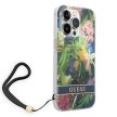 Guess GUOHCP14LHFLSB iPhone 14 Pro 6.1 " hátlap, tok Flower Strap, kék
