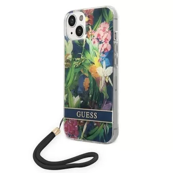   Guess GUOHCP14SHFLSB iPhone 14 6.1 " hátlap, tok Flower Strap, kék