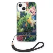 Guess GUOHCP14SHFLSB iPhone 14 6.1 " hátlap, tok Flower Strap, kék
