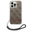 Guess GUOHCP14XH4STW iPhone 14 Pro Max 6.7 "a hátlap, tok 4G Print Strap, barna