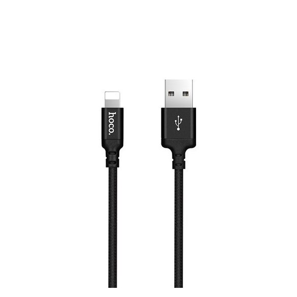 Hoco X14 USB Lightning adat- és töltőkábel, gyorstöltés, 2A, 2m, Apple készülékekhez, fekete