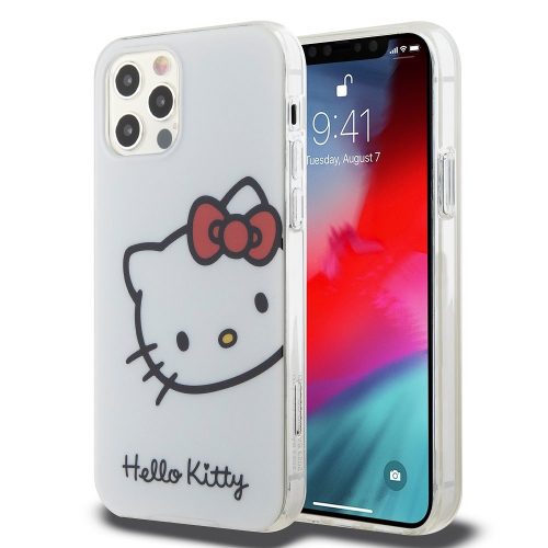 Hello Kitty IML Head Logo iPhone 12/12 Pro hátlap, tok, fehér