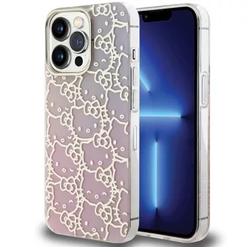   Hello Kitty IML Gradient Electrop Crowded Kitty Head Case for iPhone 14 Pro Max tok, rózsaszín