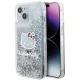 Hello Kitty Liquid Glitter Charms Kitty Head iPhone 15 hátlap, tok, ezüst