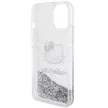 Hello Kitty Liquid Glitter Charms Kitty Head iPhone 15 hátlap, tok, ezüst