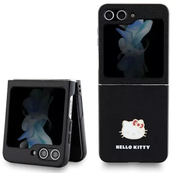   Hello Kitty Metal Logo Kitty Head case Samsung Galaxy Z Flip 5 tok, fekete