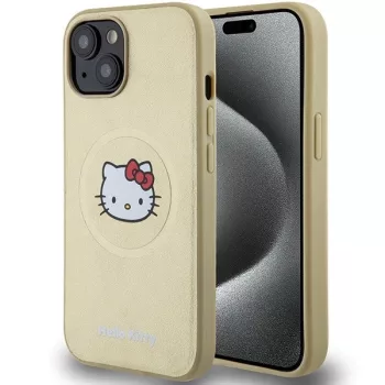   Hello Kitty Leather Kitty Head MagSafe HKHMP15SPGHCKD iPhone 15 6.1" hátlap, tok, arany