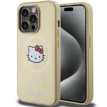   Hello Kitty Leather Kitty Head MagSafe HKHMP15XPGHCKD iPhone 15 Pro Max 6.7"hátlap, tok, arany