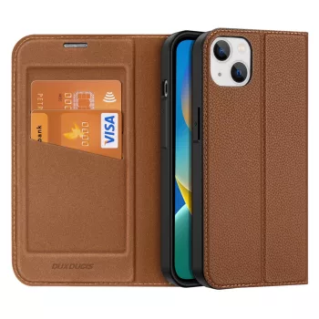 Dux Ducis Skin X2 oldalra nyíló tok iPhone 14 Plus, barna