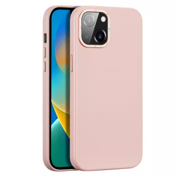   Dux Ducis Grit bőr tok iPhone 14 Plus Elegáns műbőr tok, (MagSafe), rózsaszín