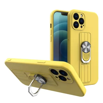   Ring Silicone Finger Grip iPhone 12 Pro Max hátlap, tok, sárga