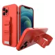 Rope Airbag Lanyard hátlap, tok Samsung Galaxy S21 + 5G (S21 Plus 5G), piros