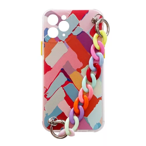 Color Chain Case gel flexible elastic case tok lánccal Samsung Galaxy S21+ 5G (S21 Plus 5G), színes
