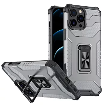   Crystal Ring Case Kickstand ütésálló tok, iPhone 12 Pro Max, fekete