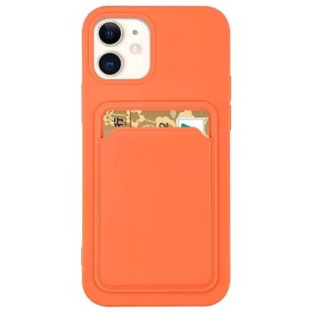   Card Case Silicone Cover Wallet with Card Slot tok iPhone 13 mini, narancssárga