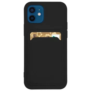   Card Case Silicone Cover Wallet with Card Slot tok Samsung Galaxy S21 + 5G (S21 Plus 5G), fekete