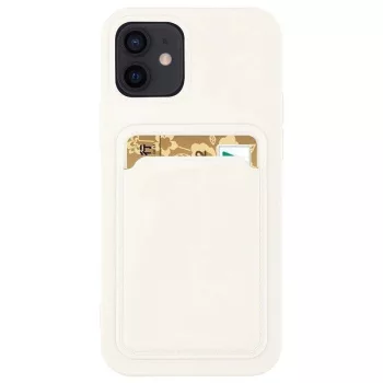   Card Case Silicone Cover Wallet with Card Slot tok Samsung Galaxy S21 + 5G (S21 Plus 5G), fehér