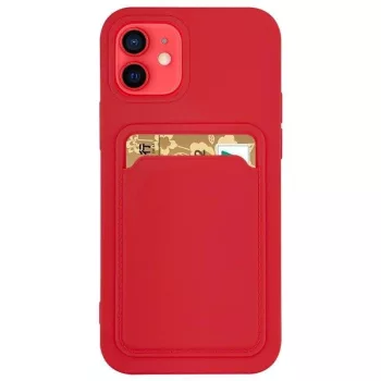   Card Case Silicone Cover Wallet with Card Slot tok Samsung Galaxy S21 + 5G (S21 Plus 5G), piros
