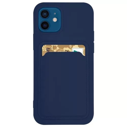 Card Case Silicone Cover Wallet with Card Slot tok Samsung Galaxy S21 + 5G (S21 Plus 5G), sötétkék, kék