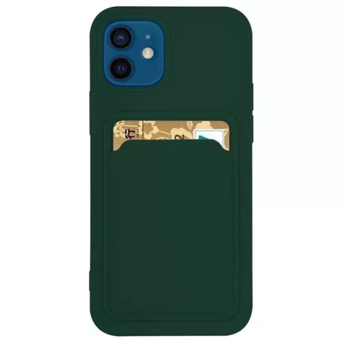 Card Case Silicone Cover Wallet with Card Slot tok Samsung Galaxy S21 + 5G (S21 Plus 5G), zöld