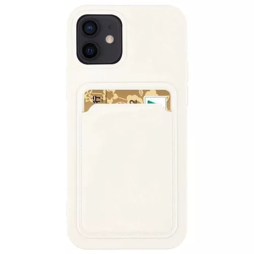 Card Case Silicone Cover Wallet with Card Slot tok Samsung Galaxy S21 Ultra 5G, fehér
