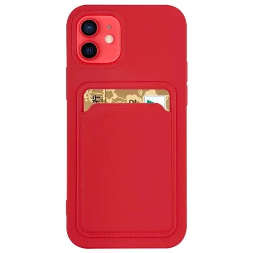 Card Case Silicone Cover Wallet with Card Slot tok Xiaomi Redmi Note 10 5G/Poco M3 Pro, piros