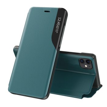   Eco Leather View Case oldalra nyíló tok iPhone 13 Pro Max, zöld