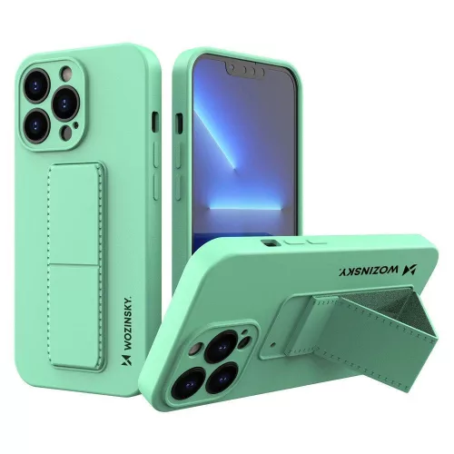 Wozinsky Kickstand Case iPhone 13 mini szilikon hátlap, tok, menta