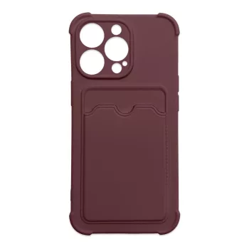   Card Armor Case Pouch Cover tok, iPhone 12 Pro Max szilikon Air Bag Armor tok, bordó