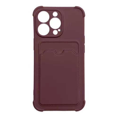 Card Armor Case Pouch Cover tok, iPhone 12 Pro Max szilikon Air Bag Armor tok, bordó
