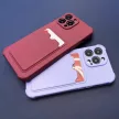 Card Armor Case Pouch Cover tok, iPhone 12 Pro Max szilikon Air Bag Armor tok, bordó