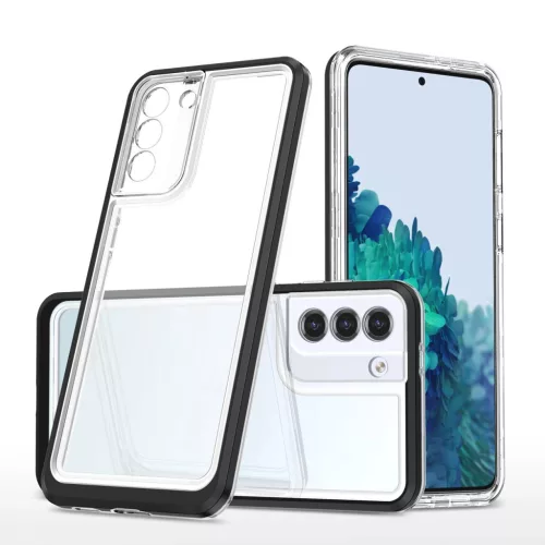 Clear 3in1 Case Samsung Galaxy S21 Plus ütésálló hátlap, tok, átlátszó-fekete