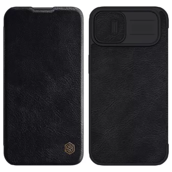  Nillkin Qin bőr Pro Case iPhone 14 Plus Holster Cover oldalra nyíló tok, fekete