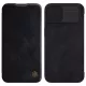 Nillkin Qin bőr Pro Case iPhone 14 Plus Holster Cover oldalra nyíló tok, fekete