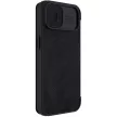 Nillkin Qin bőr Pro Case iPhone 14 Plus Holster Cover oldalra nyíló tok, fekete