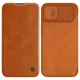 Nillkin Qin bőr Pro Case iPhone 14 Plus Holster Cover oldalra nyíló tok, barna