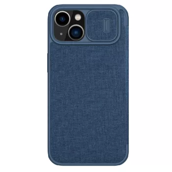   Nillkin Qin Qin Cloth Pro Case tok iPhone 14 Plus oldalra nyíló tok, kék